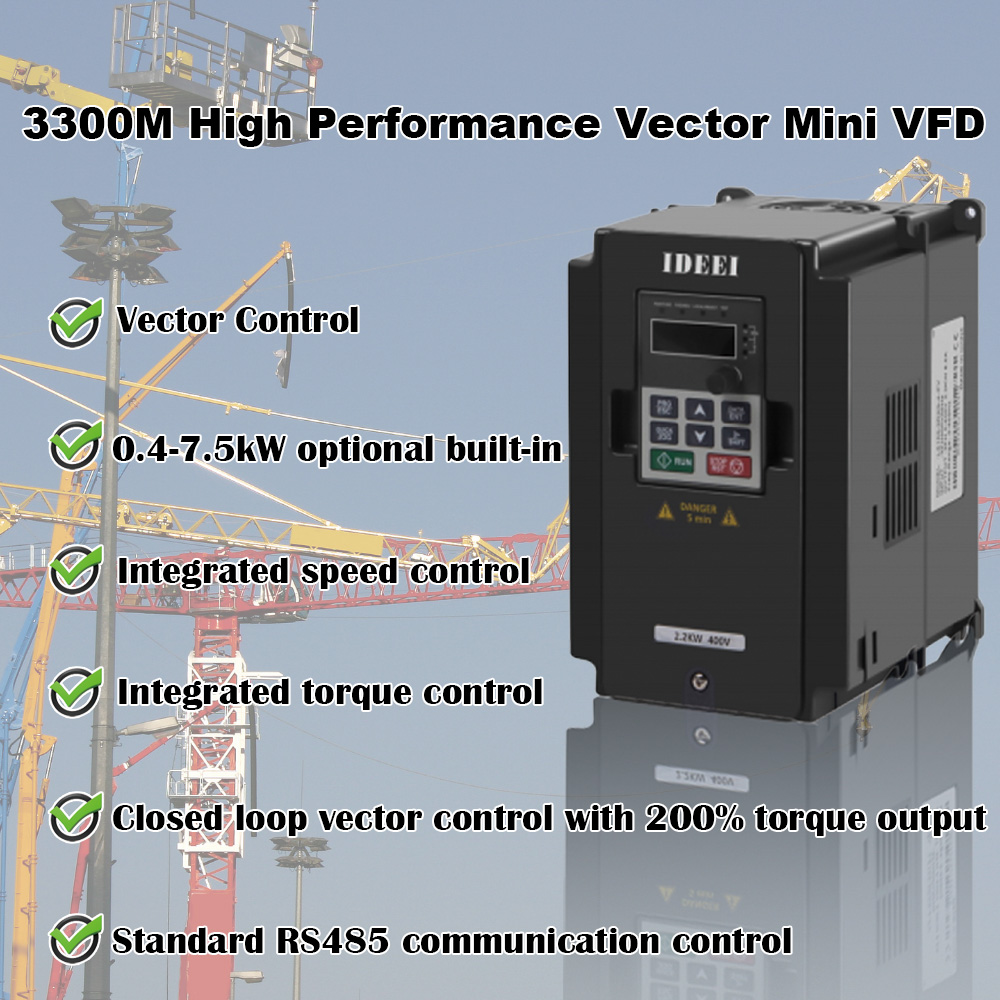 IDEEI 3300M Mini Vector Inverter | 220V/380V Compact VFD | RS485 view 2