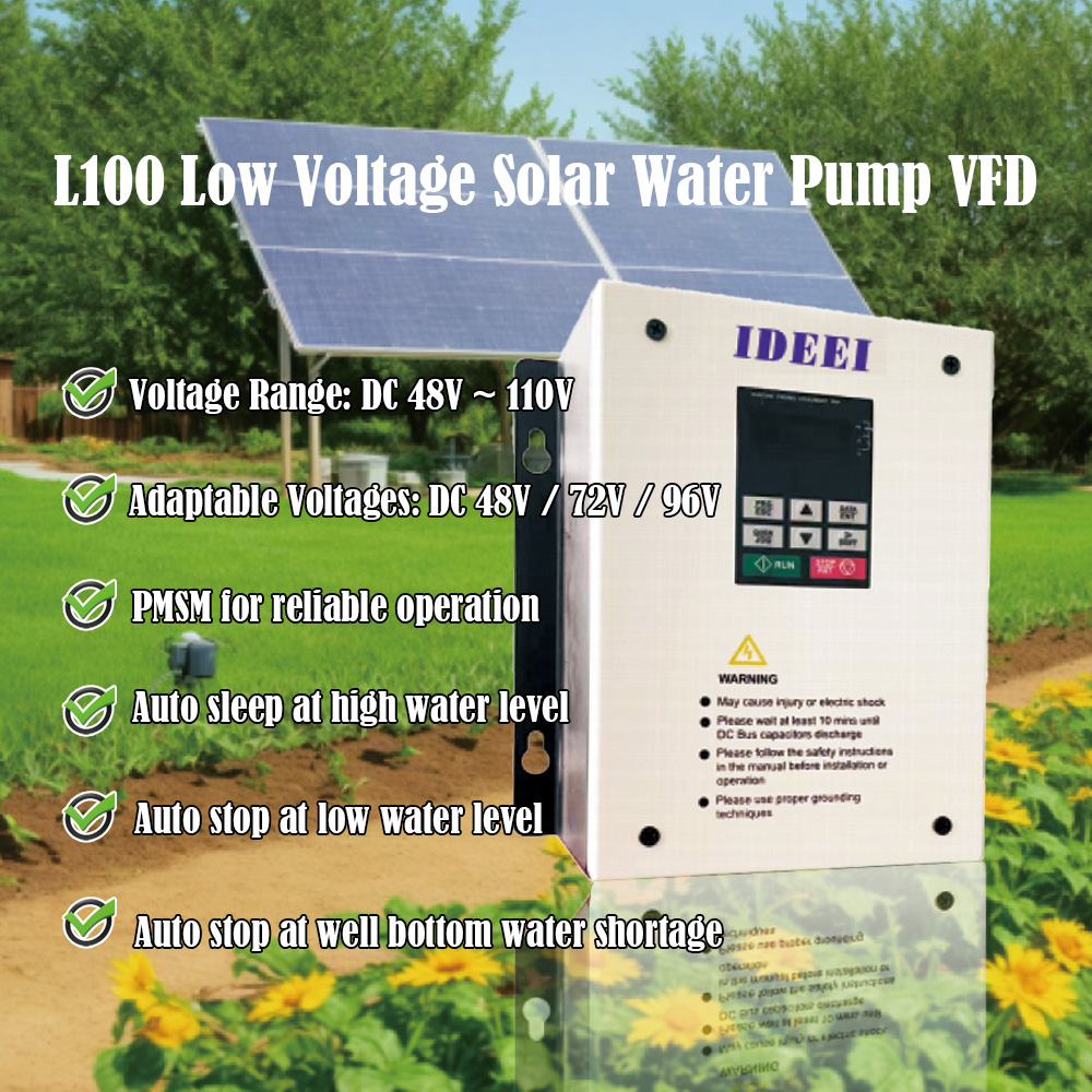 IDEEI LF-100 Low-Voltage Solar Pump Controller 40–130V DC MPPT view 2