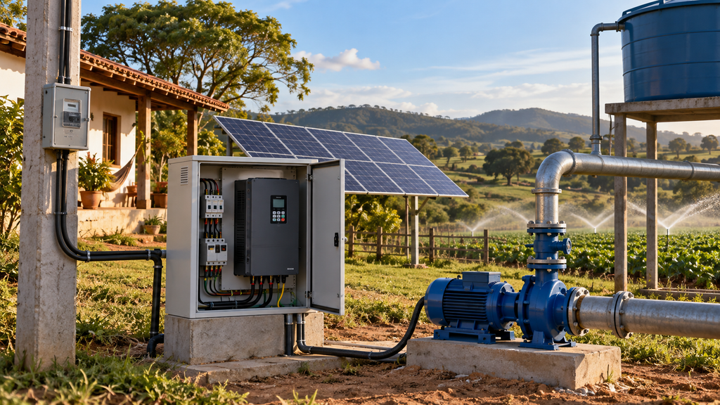 Como acionar uma bomba trifásica de 380 V em um local com rede monofásica de 220 V?