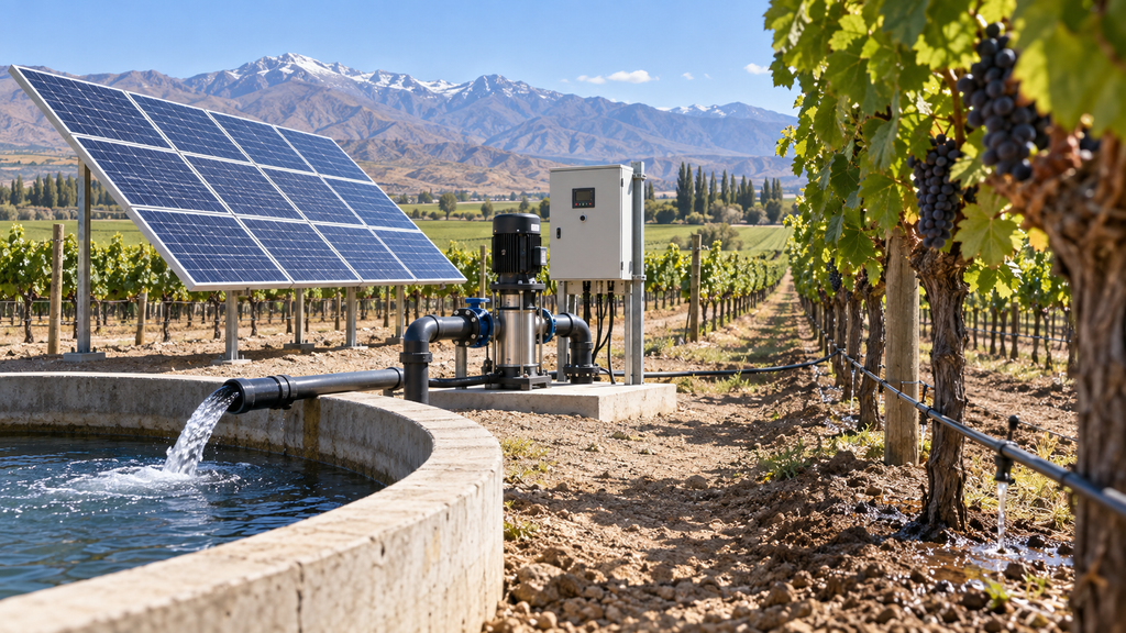¿Cómo seleccionar un variador solar de 15 kW para el riego por goteo de un viñedo en Chile?